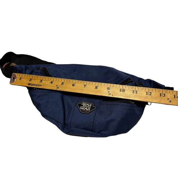 Vtg'80s Retro Fanny Pack Ski Tote Rear Gear Waist Bum Bag Blue - Picture 4 of 6